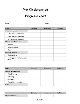 Preview of Pre-k Progress Report