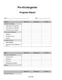 Pre-k Progress Report
