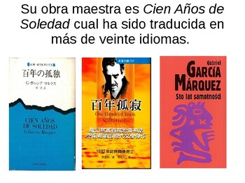 Pre-reading activity PPT in Spanish for Gabriel García Márquez