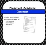 Pre-school Academic Checklist