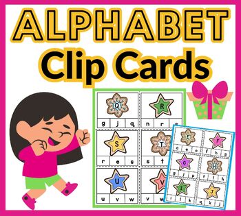 Preview of Pre-school - Back to School Clip Cards: Alphabet Learning Fun!