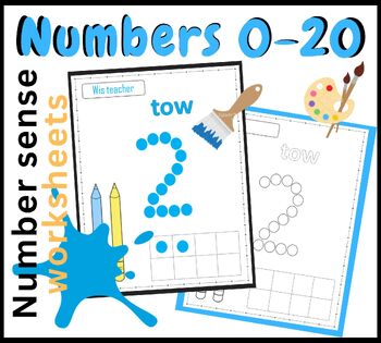 Preview of Pre-school - Number Dot Painting Worksheets: Number Recognition Activity 0-20