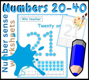 Preview of Pre-school - Number Dot Painting Worksheets: Number Recognition Activity 20-40