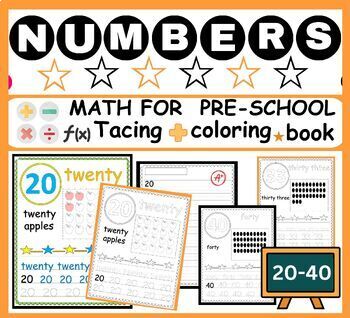 Preview of Pre-school - Numbers: Trace & Find 20-40- Coloring - Writing - Tracing book pdf