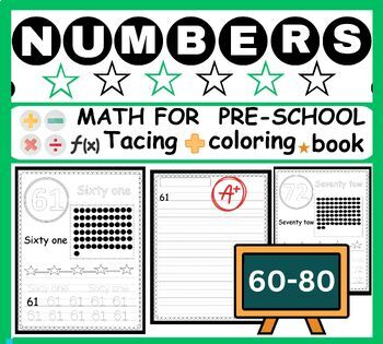 Preview of Pre-school - Numbers: Trace & Find 60-80- Coloring - Writing - Tracing book pdf