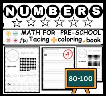 Preview of Pre-school - Numbers: Trace & Find 80-100- Coloring - Writing - Tracing book pdf