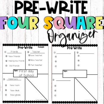 Preview of Pre-Write Four Square Organizer