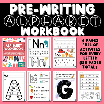 Preview of Pre-writing Alphabet Workbook | Letter Recognition | Early Literacy | Homeschool