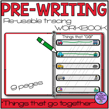 Preview of Pre-writing Tracing Workbook with Associations Reusable for Autism