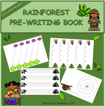 Preview of Pre-writing book - Rainforest / Trazos Selva