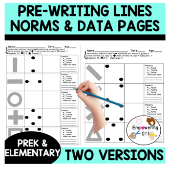 Preview of Pre-writing lines norms + data pages *** 2 versions ***  SPED OT data tracking