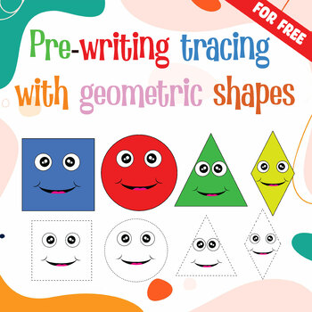 Preview of Pre-writing tracing 2D shapes worksheets (trace, draw and color)