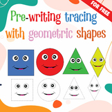 Pre-writing tracing 2D shapes worksheets (trace, draw and color)