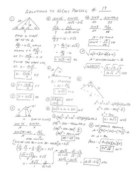 PreCalc NoCalc Mathacrostics #19 (Law of Sines, Law of Cosines, Heron’s