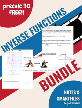 Preview of PreCalculus 30 - Chapter 1.4 Notes INVERSE FUNCTIONS