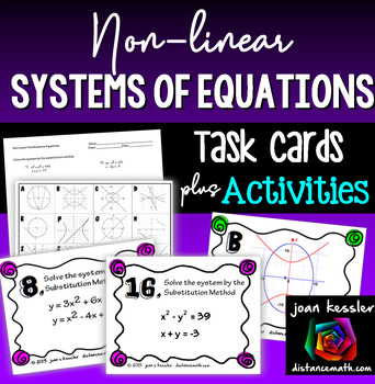 Preview of NonLinear Systems of Equations Task Cards and Matching with Conics