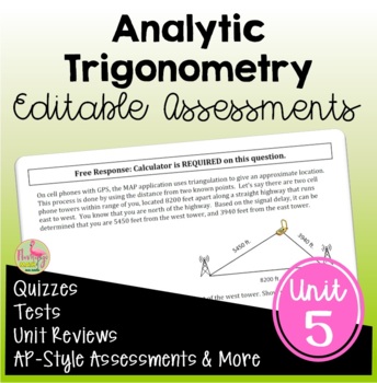 Preview of Analytic Trigonometry Assessments (PreCalculus - Unit 5)