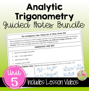 Preview of Analytic Trigonometry Guided Notes with Lesson Videos (Unit 5)