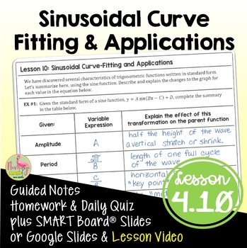 Preview of Sinusoidal Curve Fitting and Applications with Lesson Video (Unit 4)