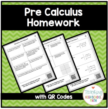 Preview of PreCalculus Bundle of Homework for the Entire Year with QR Codes