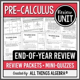 PreCalculus EOC Review Packets + Editable Quizzes