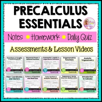 Preview of PreCalculus Essentials Assessments Bundle | Flamingo Math