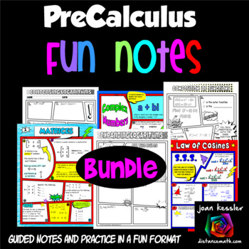 Preview of PreCalculus FUN Notes Doodle Pages Bundle