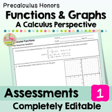 Functions and Graphs Assessments (Unit 1 Precalculus)