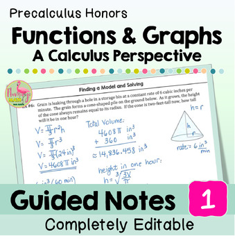 Preview of Functions and Graphs Guided Notes (Unit 1 Precalculus)