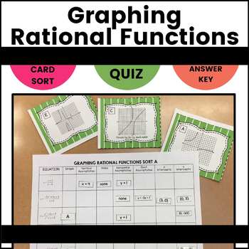 Preview of Graphing Rational Functions Activity Card Sort Asymptotes PreCalculus
