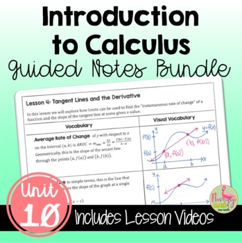 Preview of Intro to Calculus Unit Guided Notes with Lesson Videos (Unit 10)