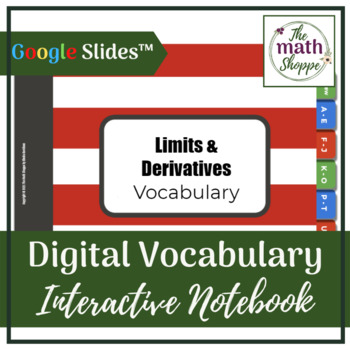 Preview of PreCalculus: LIMITS & DERIVATIVES Digital Vocabulary Interactive Notebook