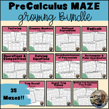 Preview of PreCalculus Maze GROWING Bundle