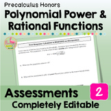Polynomial Power and Rational Functions Assessments (PreCa