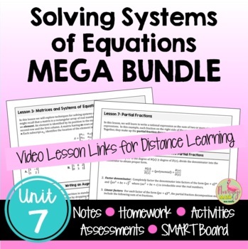 Preview of Systems and Matrices MEGA Bundle with Lesson Videos (Unit 7)