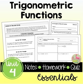 Preview of Trigonometric Functions Essentials with Lesson Videos (Unit 4)