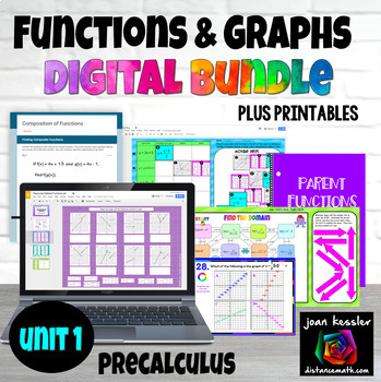 Preview of PreCalculus Unit 1 Functions & Graphs Digital Bundle plus Print