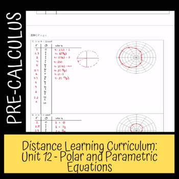 Preview of PreCalculus Unit 12: Polar and Parametric Equations