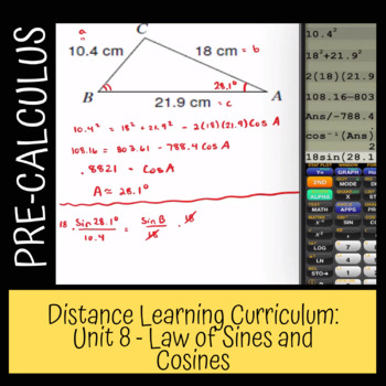 Preview of PreCalculus Unit 8: Law of Sines and Cosines