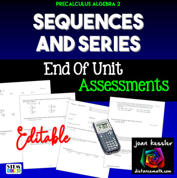 Preview of PreCalculus Unit 9 Sequences and Series Assessments