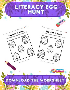 Preview of PreK-1st Grade Easter Egg Hunt Phonics Alphabet & Letter Sounds Coloring Wksht