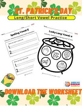 Preview of PreK- 1st Grade St. Patrick's Day Long/Short Vowel Magic Clover Spelling