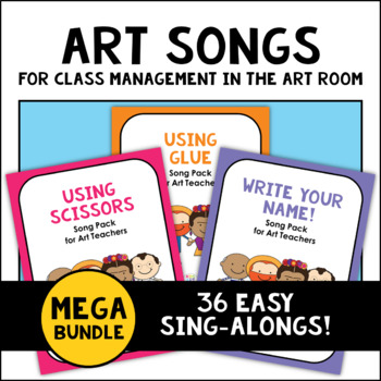 Preview of PreK-2 Art Room Classroom Management Songs MEGA Bundle
