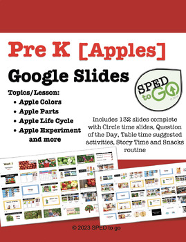 Preview of PreK Apples September Editable Google Slides (2 weeks)