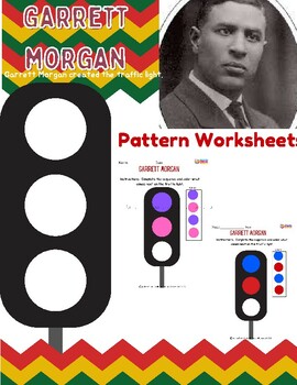 Preview of PreK Black History Month Garrett Morgan Traffic Light Patterns & Colors