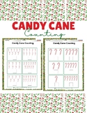 PreK Candy Cane Holiday Counting Cut and Paste Worksheet