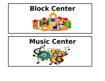Preschool Block Center Signs Printable