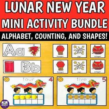 Preview of PreK Chinese Lunar New Year Activity Bundle - Alphabet Shapes Counting Centers