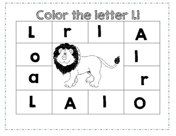 prek color worksheet letter l by ashleigh b madsen tpt