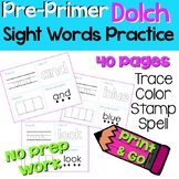 PreK Dolch Sight Word Practice Worksheets